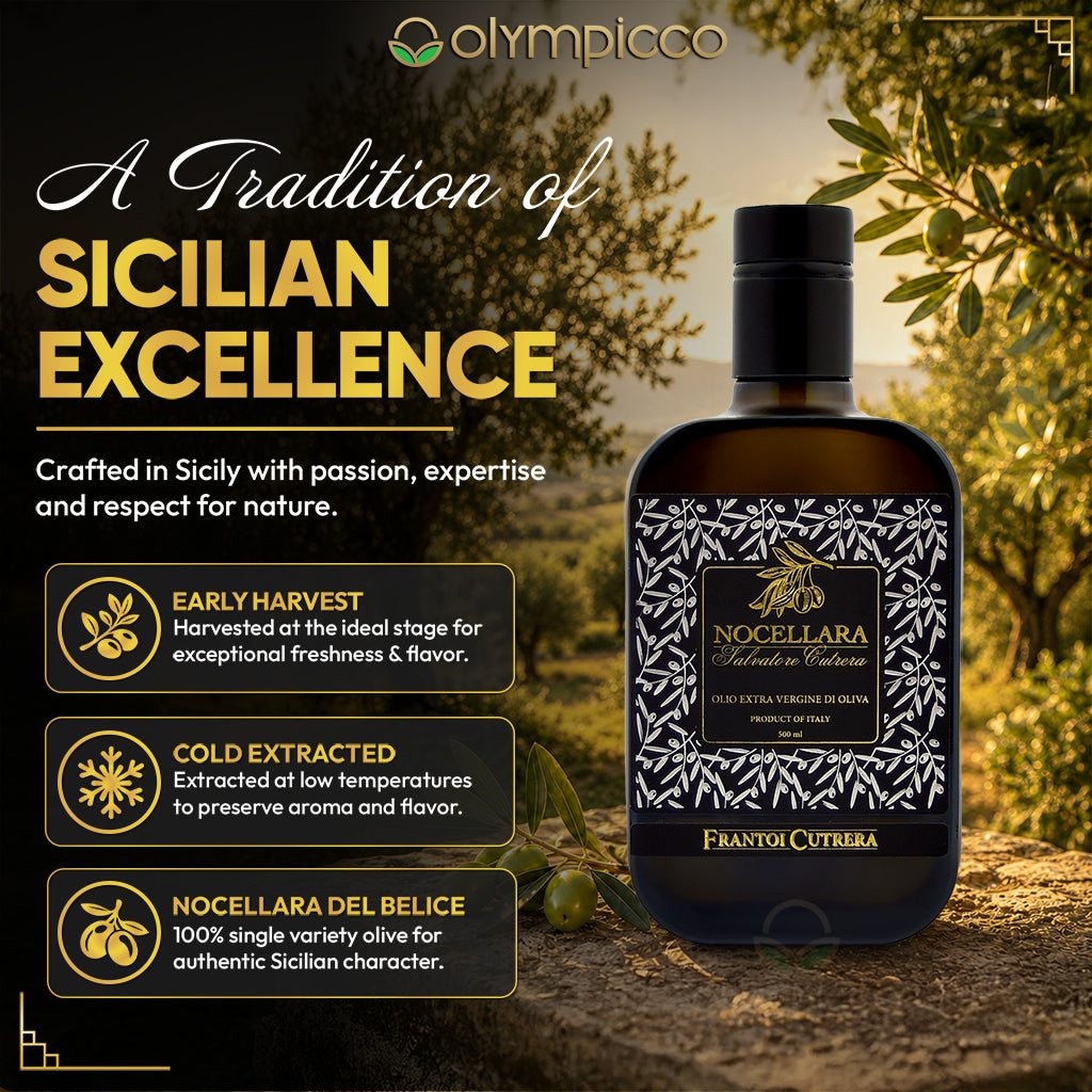 Nocellara Salvatore Cutrera Extra Virgin Olive Oil 500ml | Award-Winning Sicilian EVOO - OLYMPICCO.COM
