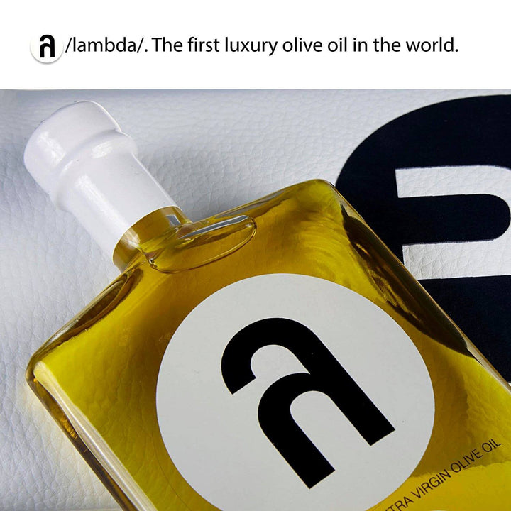 Lambda Ultra-Premium Olive Oil – Free Custom Branded Logo - Hand Sewn Leather Pouch Edition - OLYMPICCO.COM