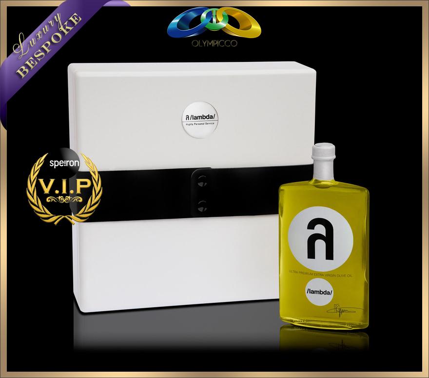 Lambda Ultra-Premium Extra Virgin Olive Oil - Bespoke White Gold Plated Edition - OLYMPICCO.COM